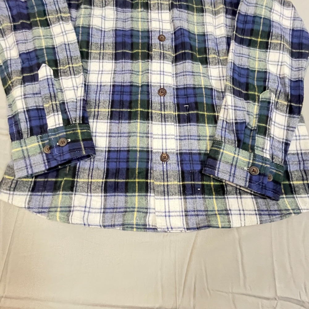 L.L. Bean Flannel Shirt Boys M 10-12 Multicolor Windowpane Plaid Button Up - Picture 5 of 10